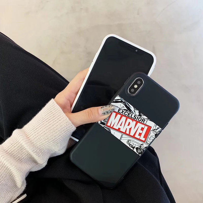 Hot American comics Captain cover case for iphone 6 S 7 7plus 8 8plus X 10 XR XS Max Soft silicon Marvel 3D relief phone coque |