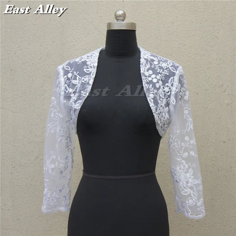 Цвет слоновой кости и белый рукав три четверти полная кружевная куртка Болеро