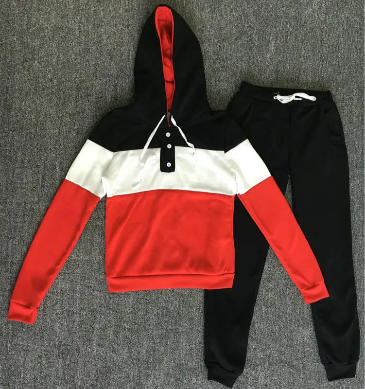 Женский спортивный костюм из 2 предметов Повседневная Толстовка с капюшоном и