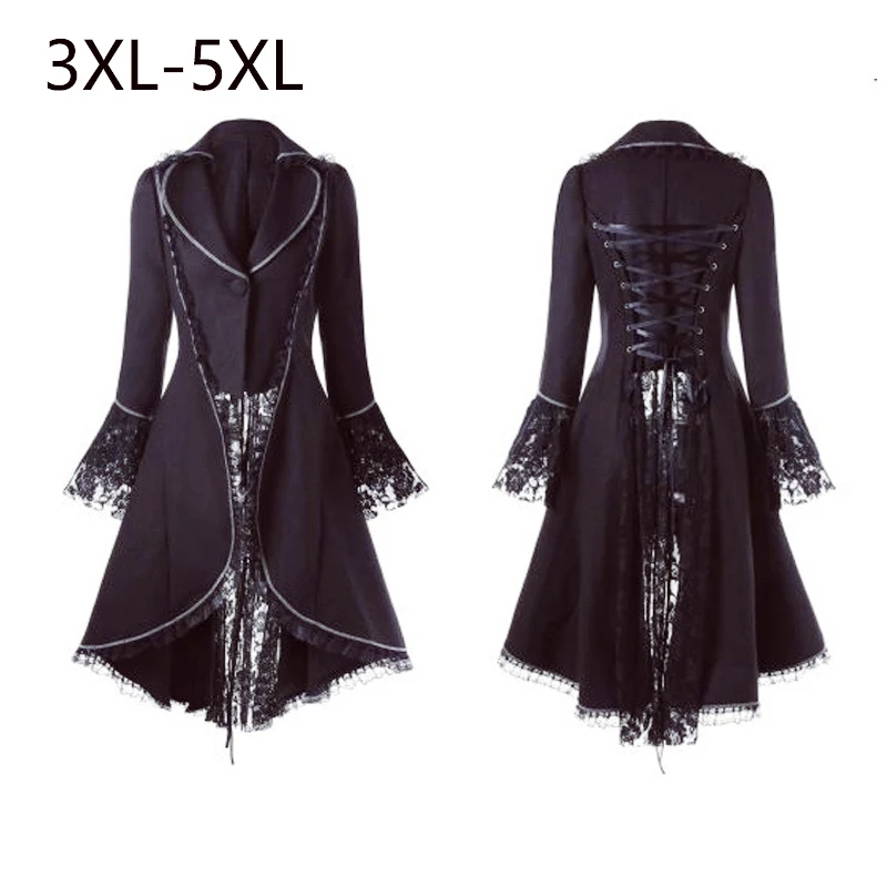 Женское длинное пальто в стиле стимпанк Готическая куртка викторианском