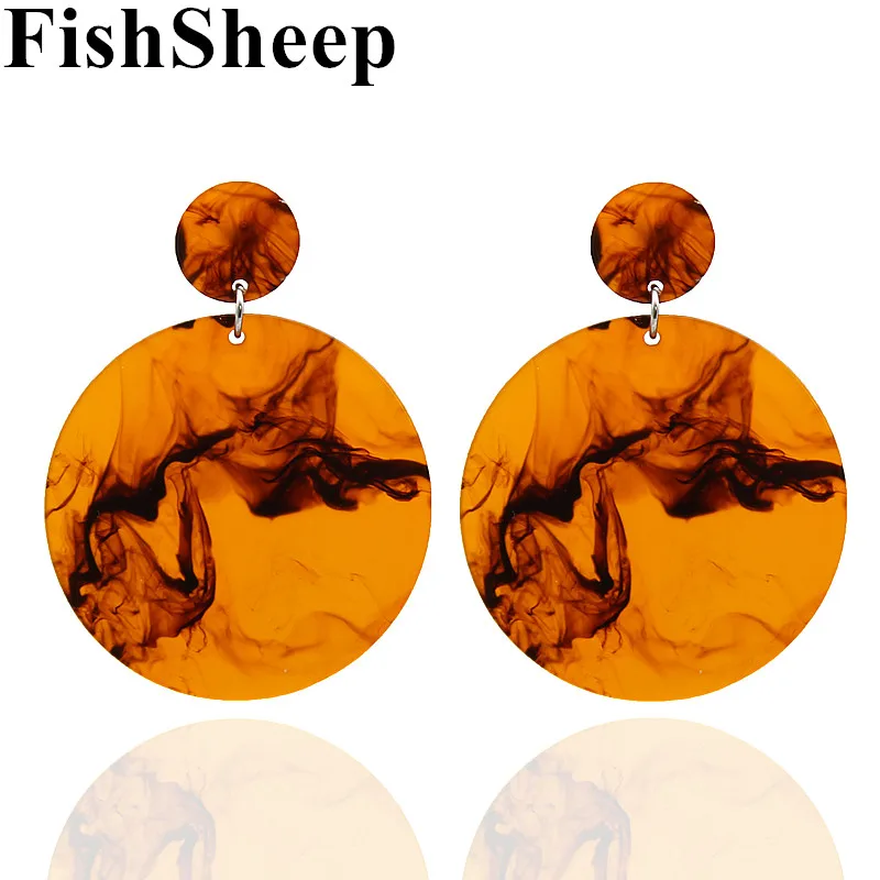 Женские акриловые серьги FishSheep большие круглые подвески с уксусовой кислотой