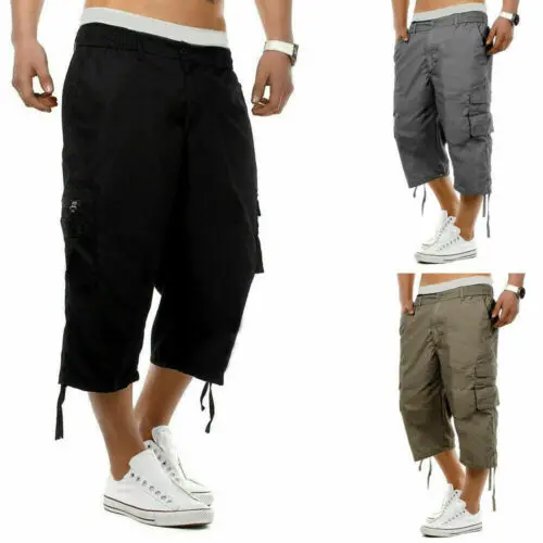 Мужские повседневные боевые шорты карго спортивные пляжные брюки 3/4 с эластичной