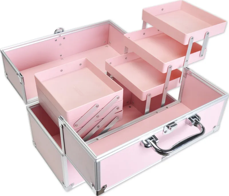 FB102P алюминиевая косметичка с внутренним трехслойным подносом Розовый Модный