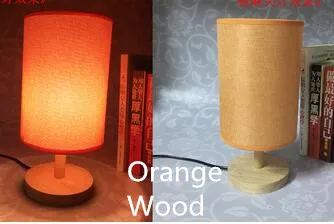 Orange Wood Деревенская Настольная лампа с деревянным основанием полотняный абажур E27 держатель светодиодный светильник креативные настольные лампы, праздничные прикроватные светильники для дома - Цвет абажура: Orange Wood