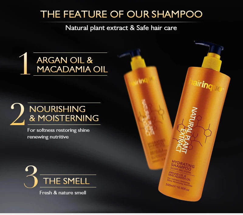 HAIRINQUE 500 мл без сульфатов профессиональный, с аргановым маслом и маслом ореха маадамии увлажняющий шампунь для волос более здоровый и Органический Уход за волосами