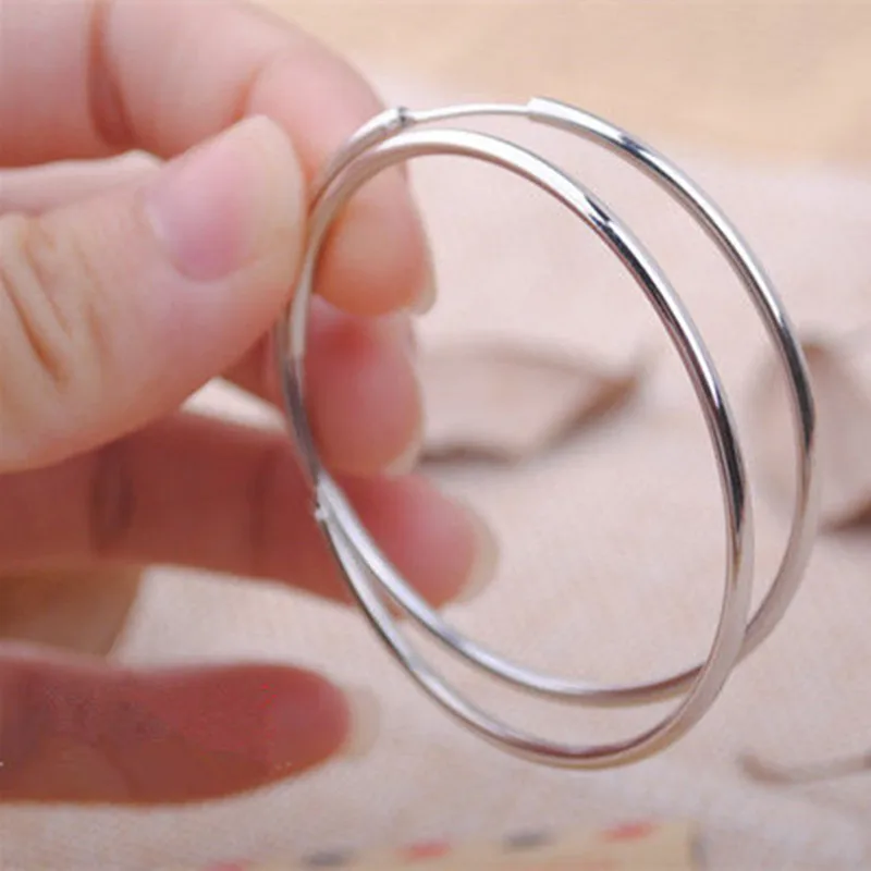 Серьги из серебра 925 пробы, большие серьги для женщин, свадебные серьги, круглые серьги, серебряные серьги, круглые серьги