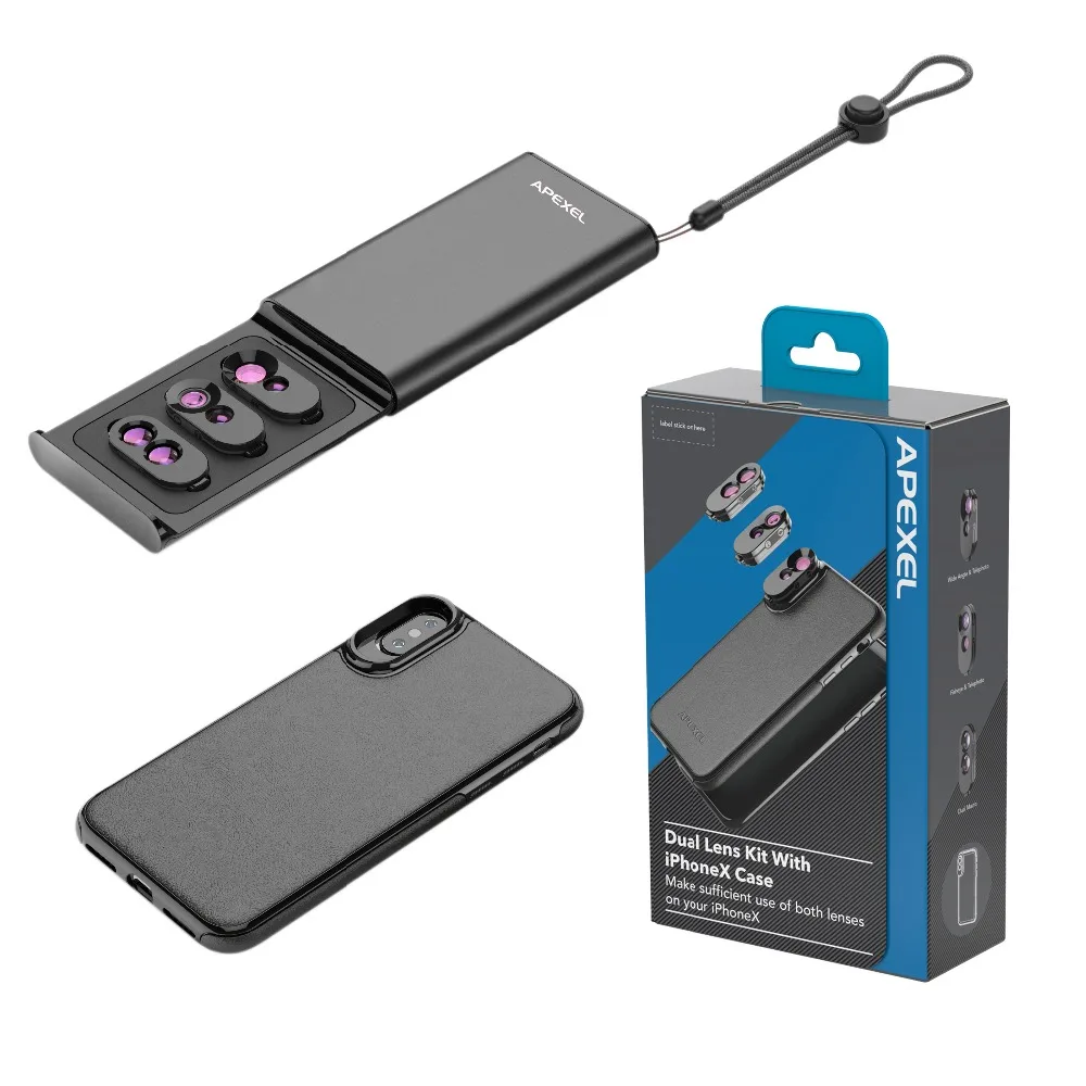 APEXEL двойные Объективы телефон для фотоаппаратов комплект рыбий глаз Широкий