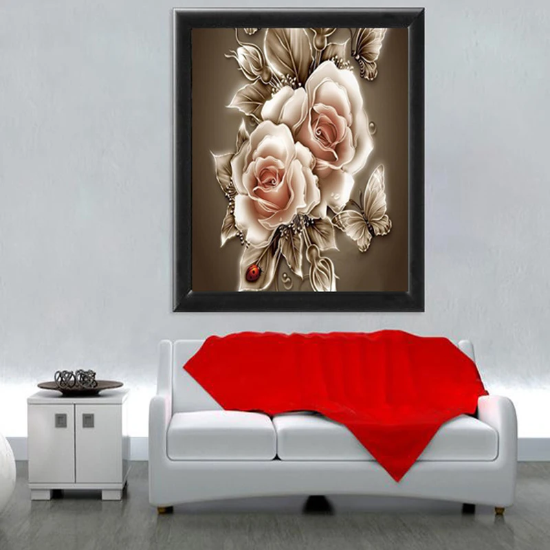 DIY Rhinestone plastic crafts painting diamond peony flower magic Square cross stitch full embroidery | Дом и сад