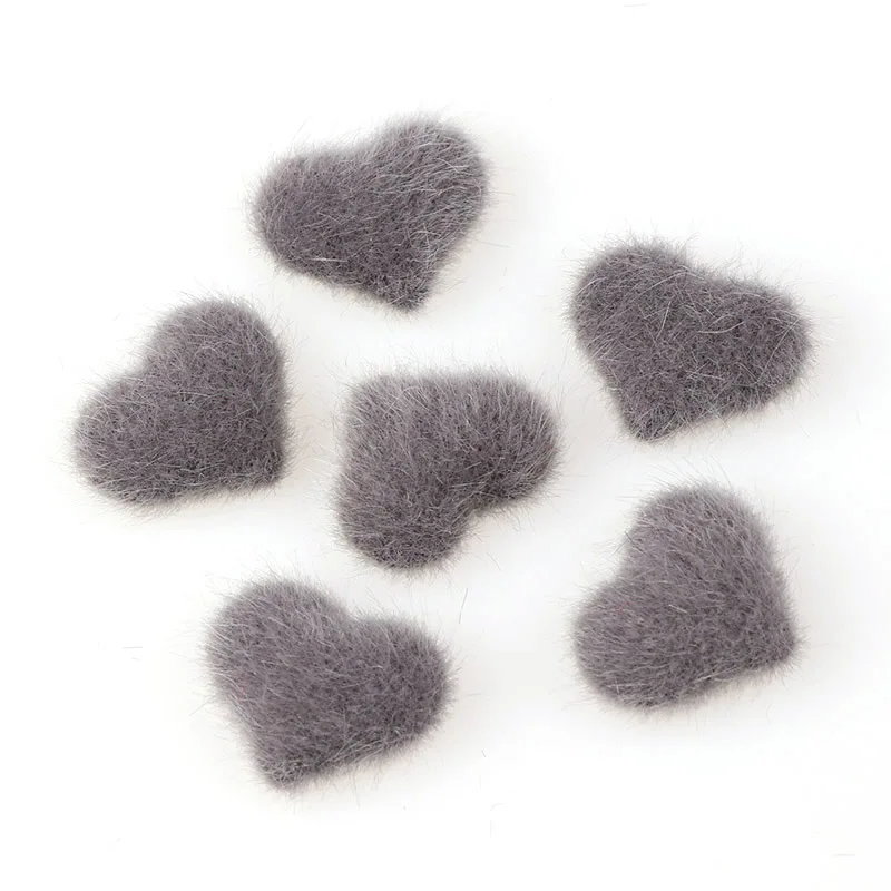 40pcs Flatback hairy Fabric Covered Heart high cabochon Buttons Home Garden Crafts Cabochon Scrapbooking DIY 20*23mm - Цвет: 5