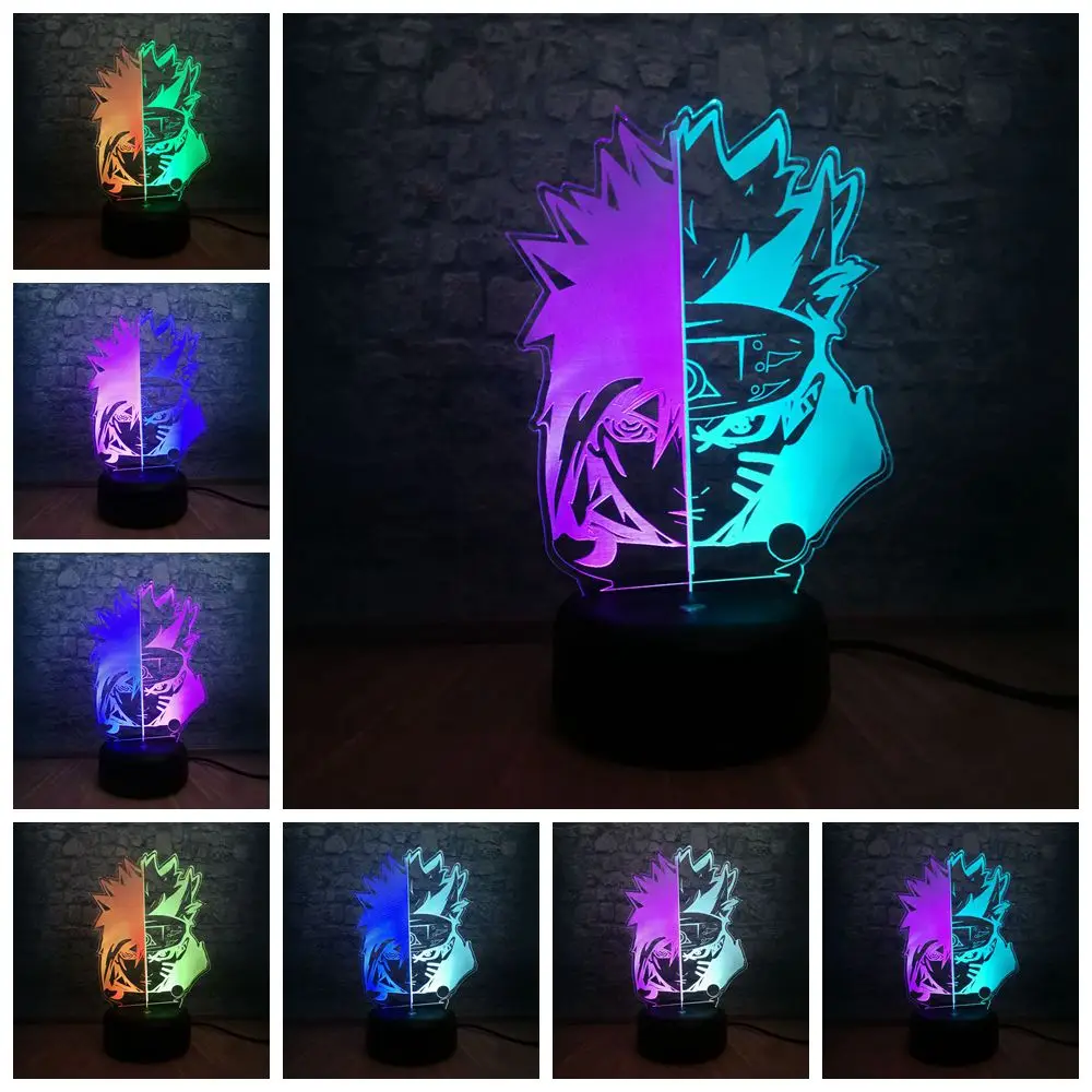 Mix Naruto 1 Новые с рисунком из аниме «Наруто» лампа как у героя мультфильма Саскэ уход за кожей лица смешанные двойной Цвета 3D светодиодный ночной Светильник для дома декоративные творческие подростков на день рождения, рождественский подарок, детские игрушки - Испускаемый цвет: Mix Naruto 1