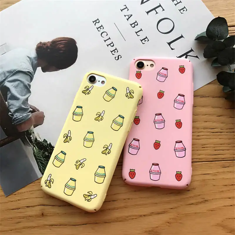 Korean Beverage Milk Hard Shell For Iphone 66s 78 78plus x/Xs Xr Xsmax Half Pack Anti-Fall Coverl |