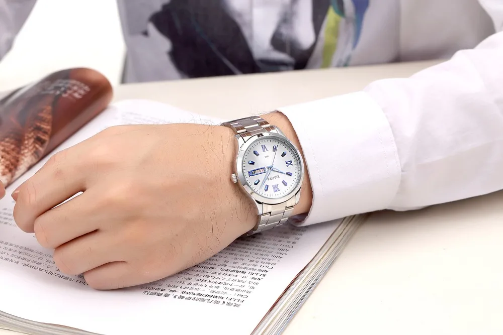 Мужские часы браслет роскошные Брендовые мужские кварцевые с календарем