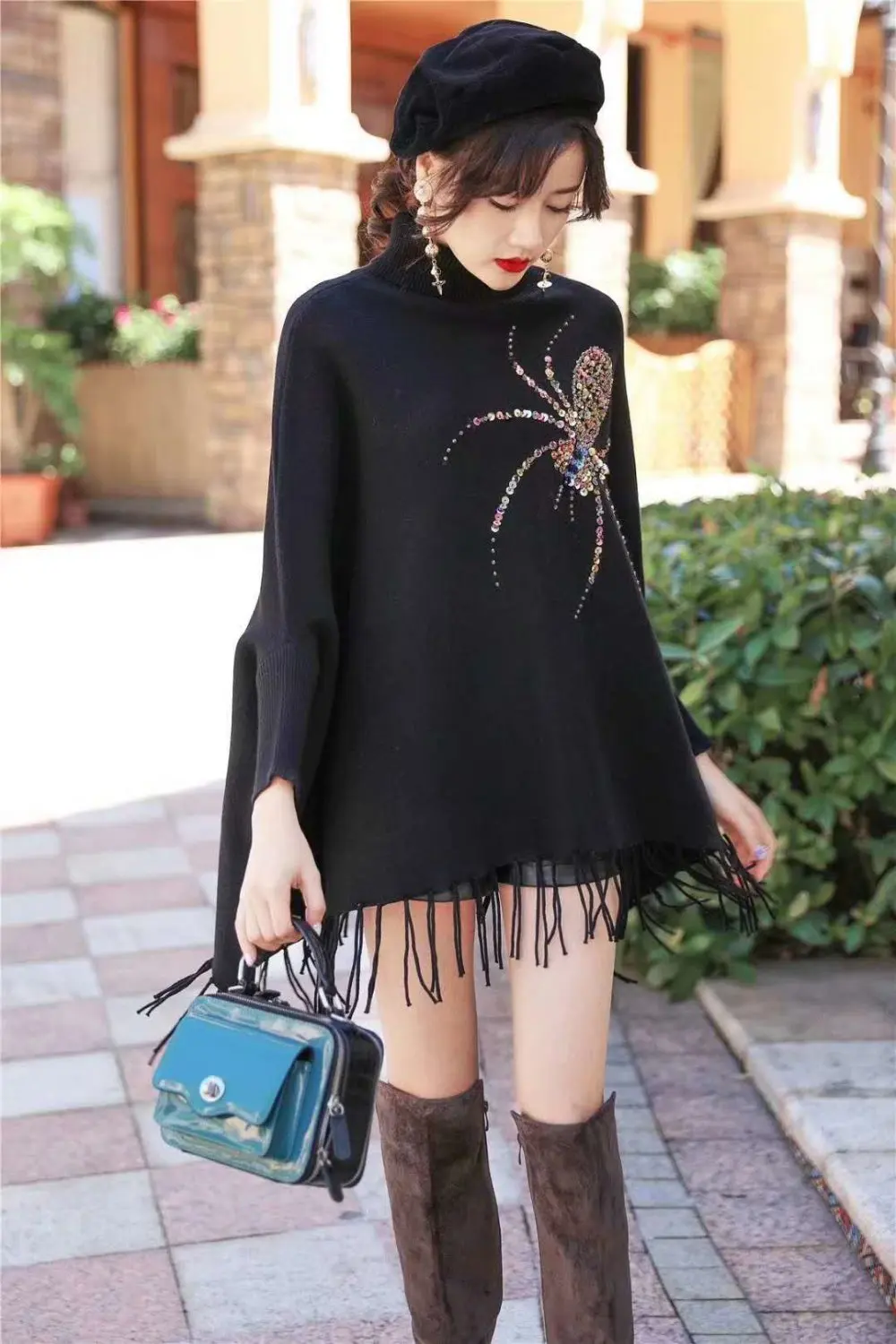 2019 New Personality High Quality Cloak Batwing Sleeve Pullovers Casual Fashion Loose Tassel Spring Autumn Sweater Clothes |