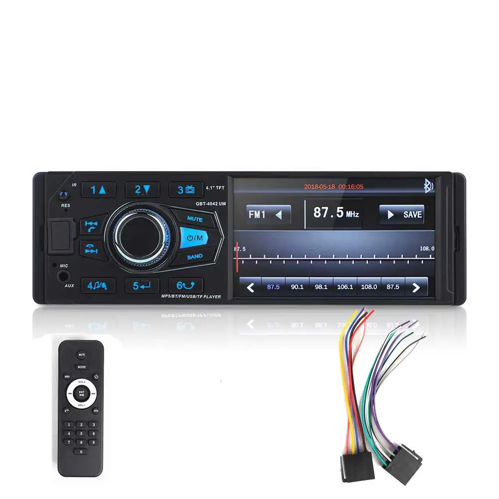 Один Din 4," Автомагнитола стерео MP5 FM Bluetooth USB AUX FM радио MP3 аудио плеер Поддержка камеры дистанционное управление - Цвет: 4042