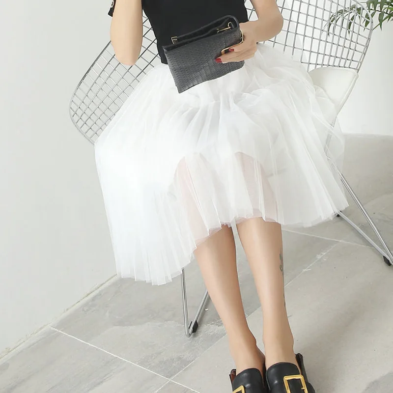 Модные Тюлевая юбка s Для женщин Черный серый цвет белый взрослых эластичные