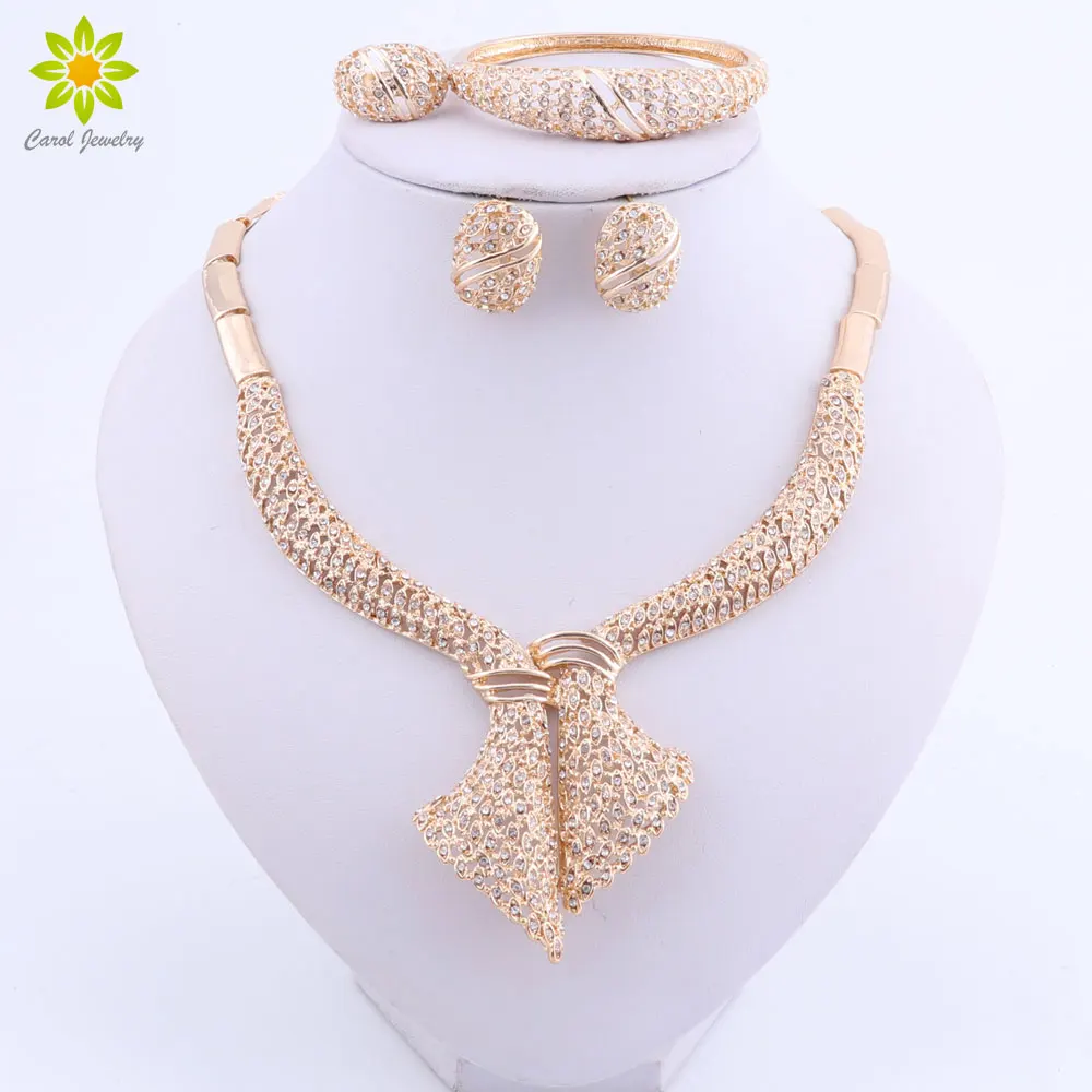 Комплект ювелирных изделий с кристаллами для женщин Свадебный костюм индийских