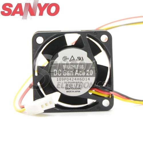 Для Sanyo 4020 109P0424H6D14 DC 24v 0.07A 3 провода 3Pin Инвертор Вентилятор охлаждения|cooling fan|24v dc