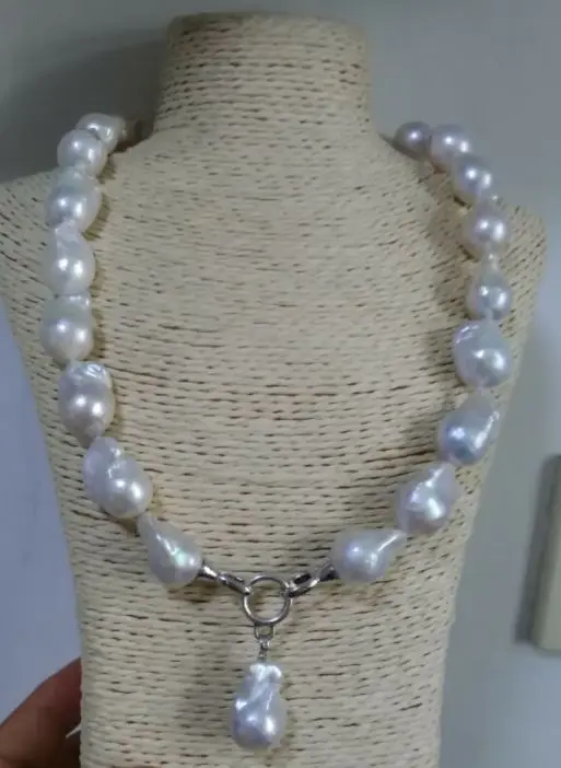 

new natural huge 25mm south seas white pearl necklace 18inch clasp