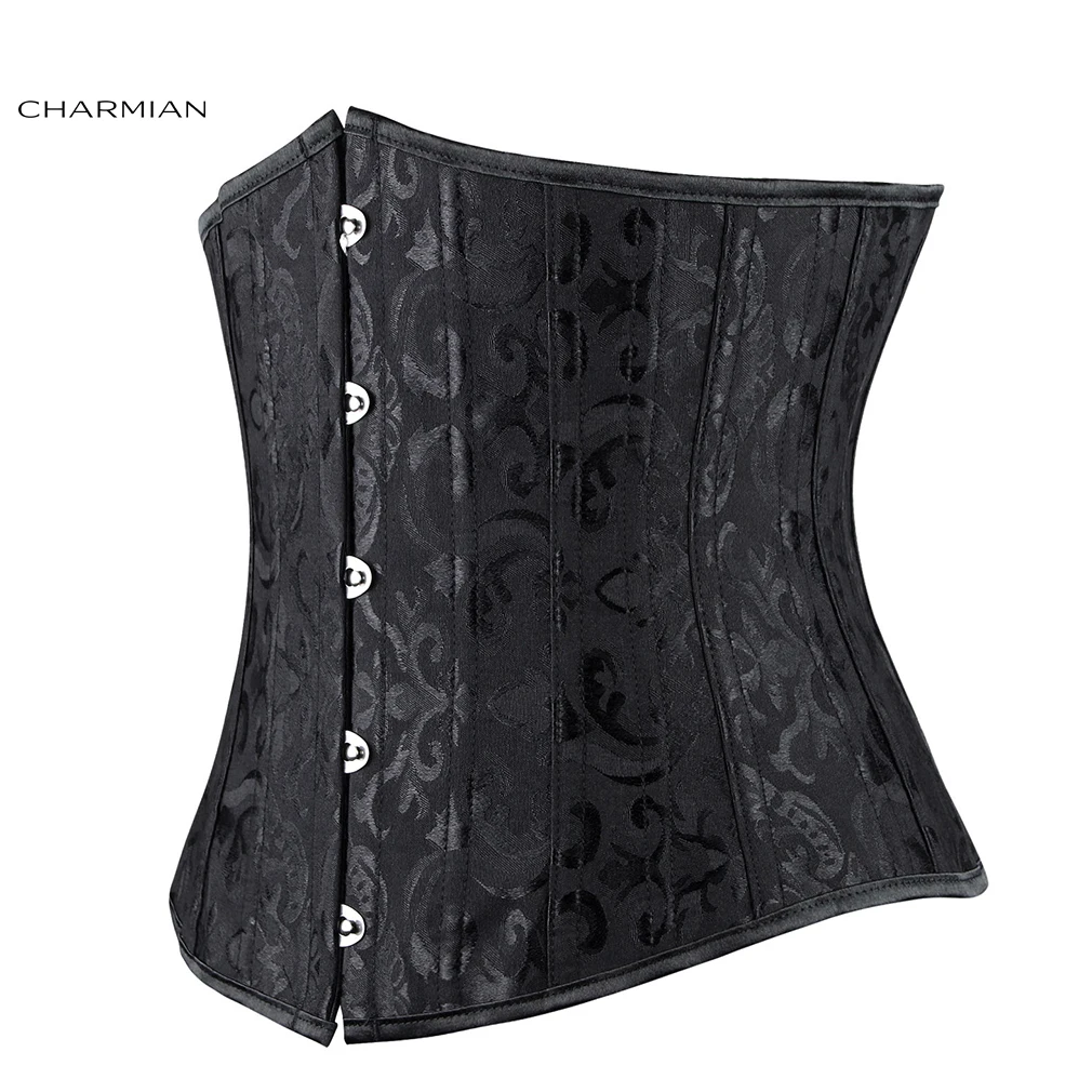 Женский корсет бюстье Charmian Черный со спиральными стальными косточками и белый