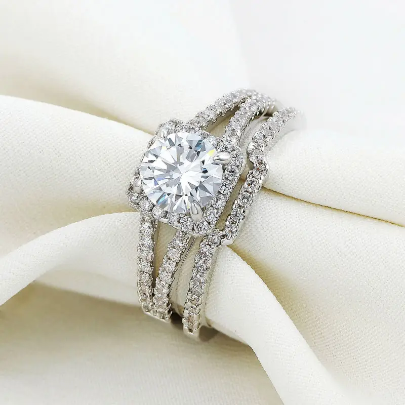 Newshe 2 3 Ct Твердые ювелирные изделия из стерлингового серебра 925 пробы для женщин AAA