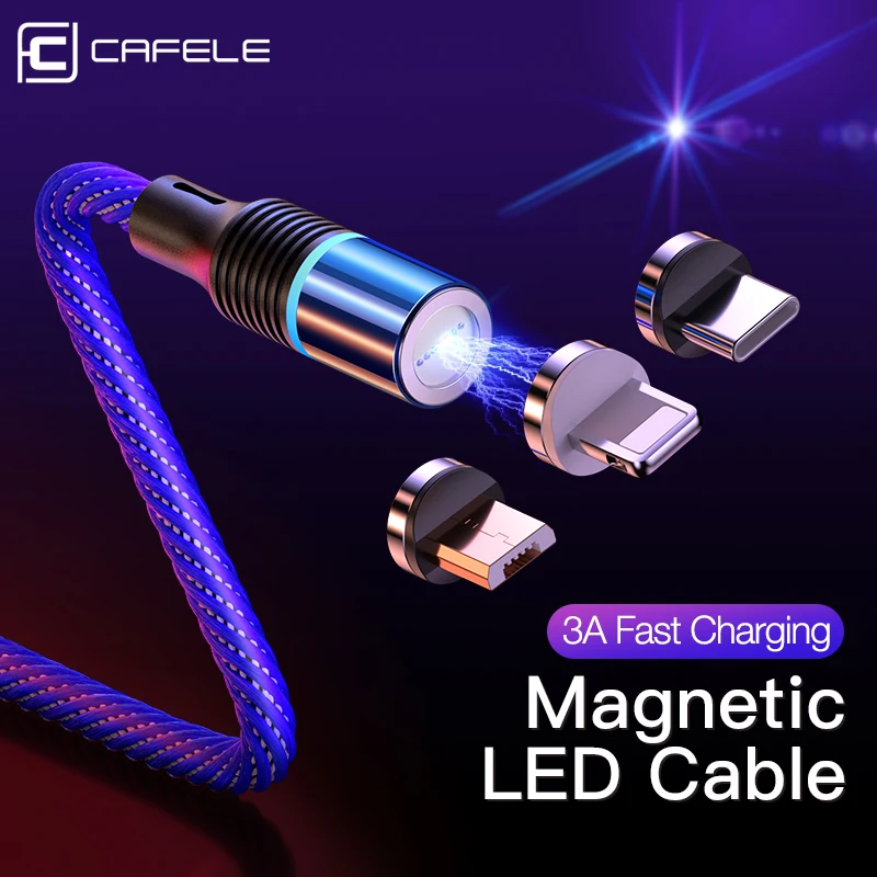 Магнитный кабель Cafele Micro USB Type C магнитное зарядное устройство 3A Быстрая зарядка
