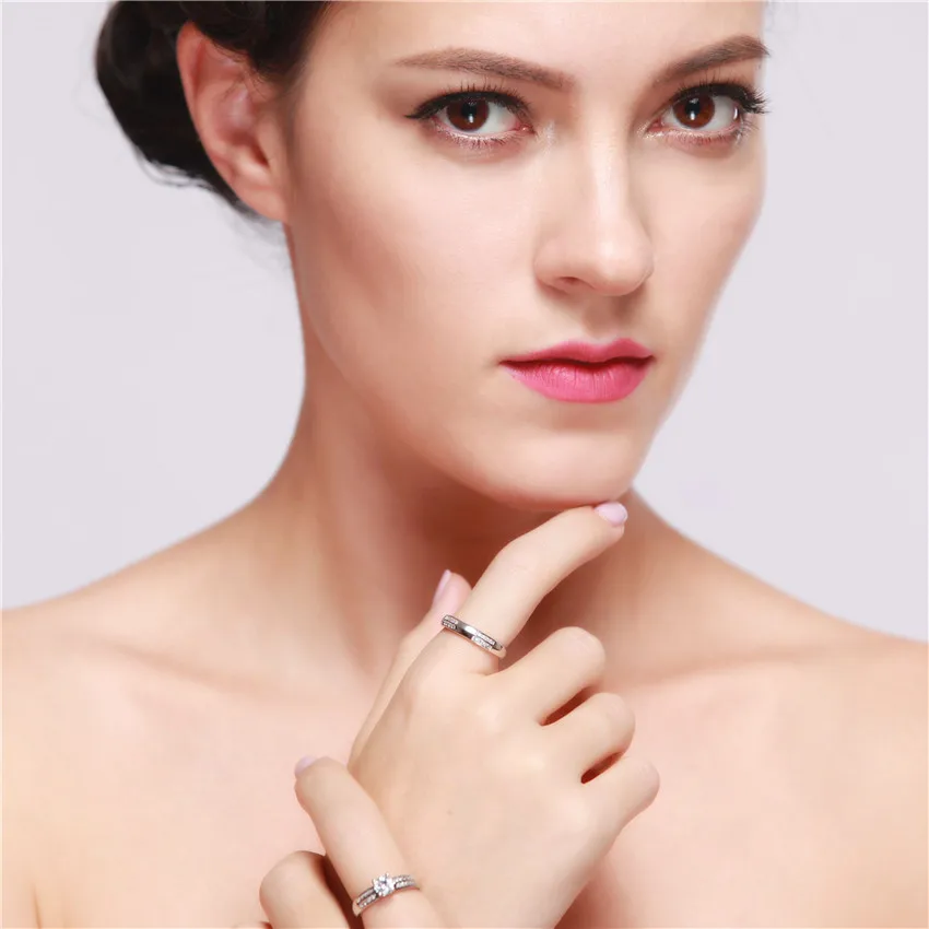 49% Alibaba Экспресс-Винтаж Пара Кольца Серебряный Цвет Женщины &quotФианит&quot