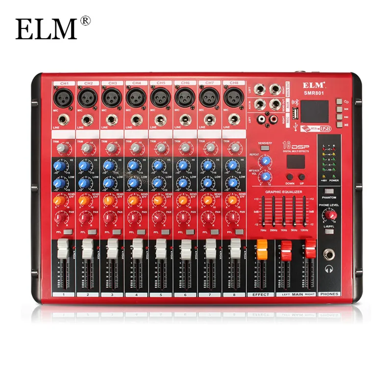 ELM Professional караоке аудио звук микшер усилители домашние микрофон консоли bluetooth 8