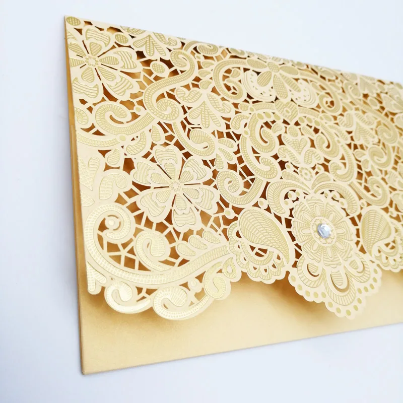 Лазерная вырезанная кружевная кристальная Свадебная пригласительная открытка