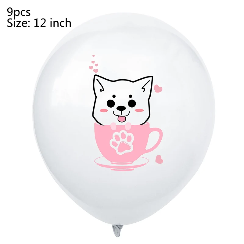 FZ105-latexdogX9 Gala-zone 12 дюймов Милая чашка кошка собака воздушный шар "Конфетти" Набор круглых воздушных шаров для домашних животных украшения для тематических вечеринок - Цвет: FZ105-latexdogX9