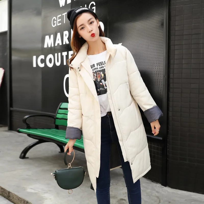 

2019 Top Fashion Korean Self-cultivation Cotton-padded Clothes Woman Winter New Color Student Cotton Long Fund Bread To Be And
