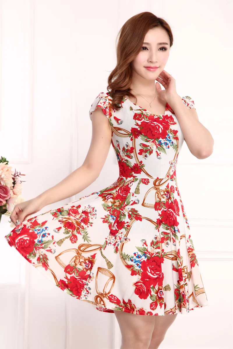 Летний стиль 2017 модное летнее Женское Платье 4XL платье среднего возраста с