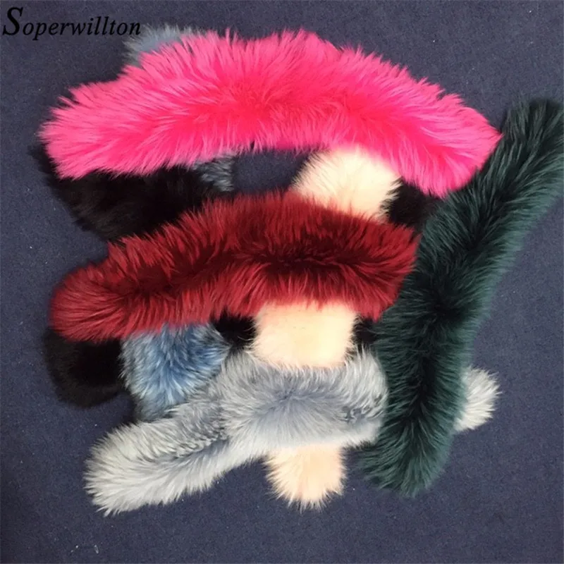 Женская меховая шапка Soperwillton большие шарфы разных цветов с воротником из 100%