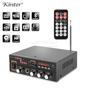 Автомобильный усилитель мощности Kinter T1, цифровой аудиоплеер Bluetooth 2CH 25 Вт RMS Hi-Fi стерео Super BASS DC12V 220-240 В, микрофон для караоке, вход