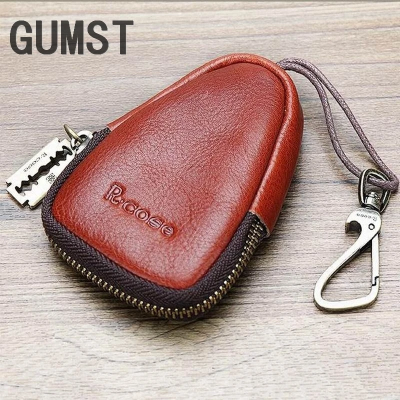 

Genuine Leather Men Women Key Wallets Men Key Holder Housekeeper Keys Organizer Women Keychain Covers Zipper Key Case Bag G6013
