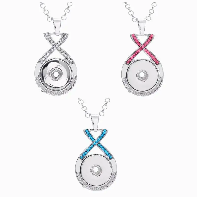 3 цвета горный хрусталь Бесконечность формы металла кулон ожерелье с кнопкой 50 см