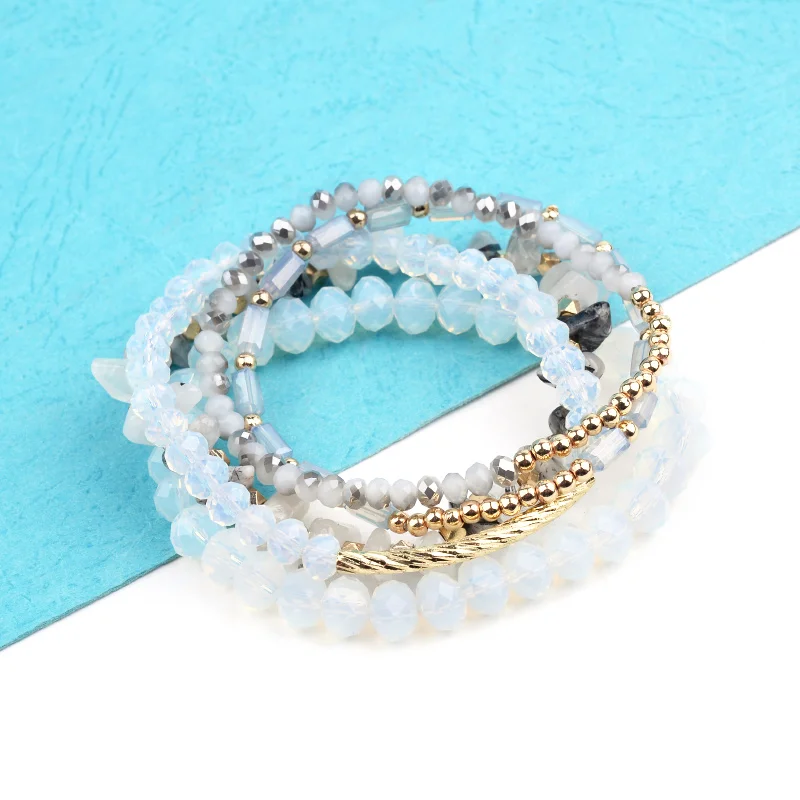 Женские браслеты с кристаллами BOJIU регулируемые золотистого цвета белым опалом и