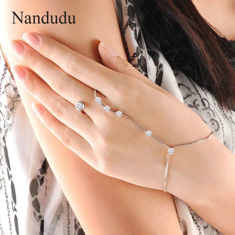 Nandudu горячая Распродажа Модные Браслет на ладонь браслет связанных палец кольцо