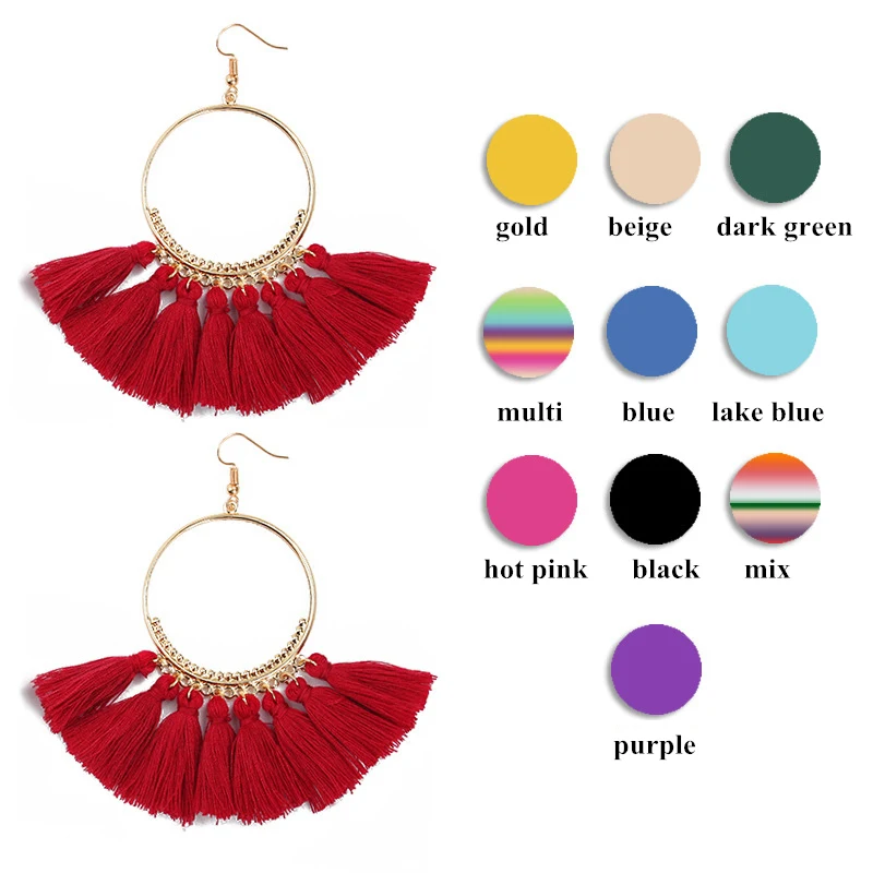 Женские серьги с кисточками Boho большие золотистые сережки Коннекторы в форме