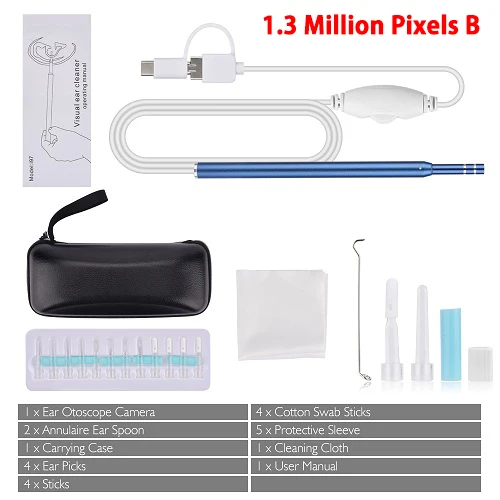 1.3 Million Pixels B 3 в 1, эндоскоп для чистки ушей, USB HD, визуальная Ушная ложка, 5,5 мм, мини-камера, Android PC, ушной отоскоп, Бороскоп, инструмент, забота о здоровье - Цвет: 1.3 Million Pixels B