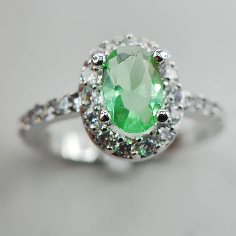 

Модное женское кольцо Peridot из стерлингового серебра 925 пробы F884 Размер 6 7 8 9 10