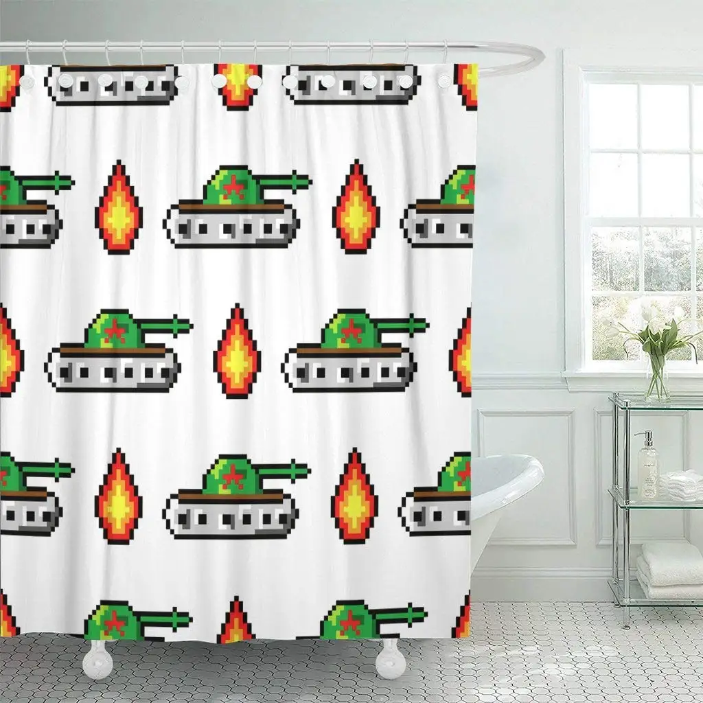 Душа Шторы с крючками военные пикселей для создания танками огонь мальчиков Мода