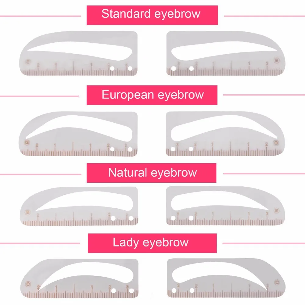 New Shaping Grooming 4 Microblading Eyebrow Stencil Template Permanent Makeup Brow Stencils Reusable Desig | Красота и здоровье