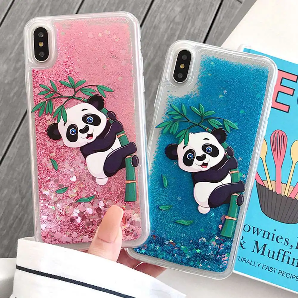 Чехол для телефона KISSCASE Panda iPhone 7 XR XS MAX Funda 8 Plus чехол с жидким песком 6 Coque 6s |