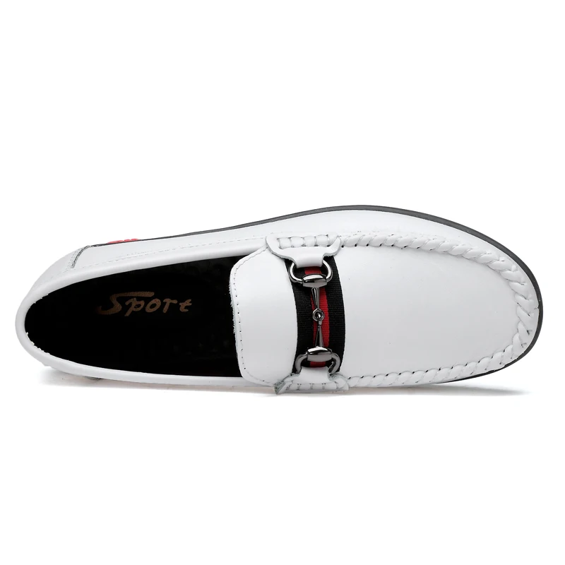 2019 White Boat Shoes For Men Genuine Leather Loafers Fashion Black Men's Casual Slip On Plus Size Zapatos Hombre summer | Обувь