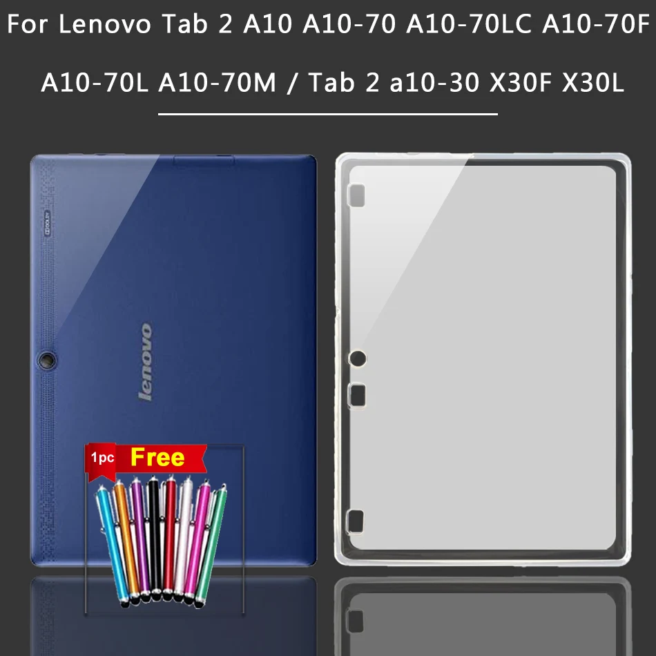 Ультратонкий Прозрачный чехол для планшета Lenovo TAB 2 A10 матовый из мягкого силикона