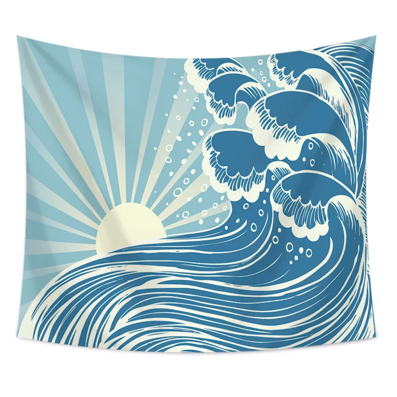 

Landscape Wave Tapestry Wall Hanging Home Bedside Decor Bedspread Printed Wall Cloth Tapestries Picnic Mat Hippie Tapestry