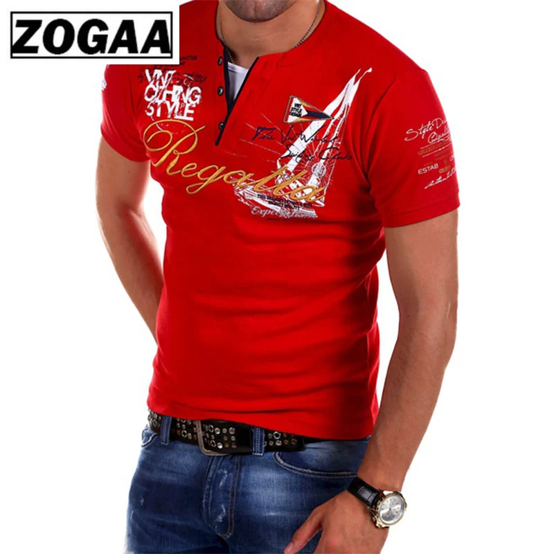 Мужская модная рубашка поло с коротким рукавом однотонная Повседневная ZOGAA 2018