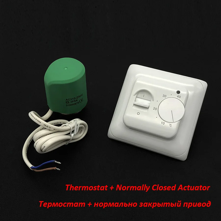 NC Actuator Minco тепла M5.03I водяного теплого пола Температура контроллер ручной термостат 230V NC без привод переменного тока 0~ 40 градусов Красный светильник - Цвет: NC Actuator