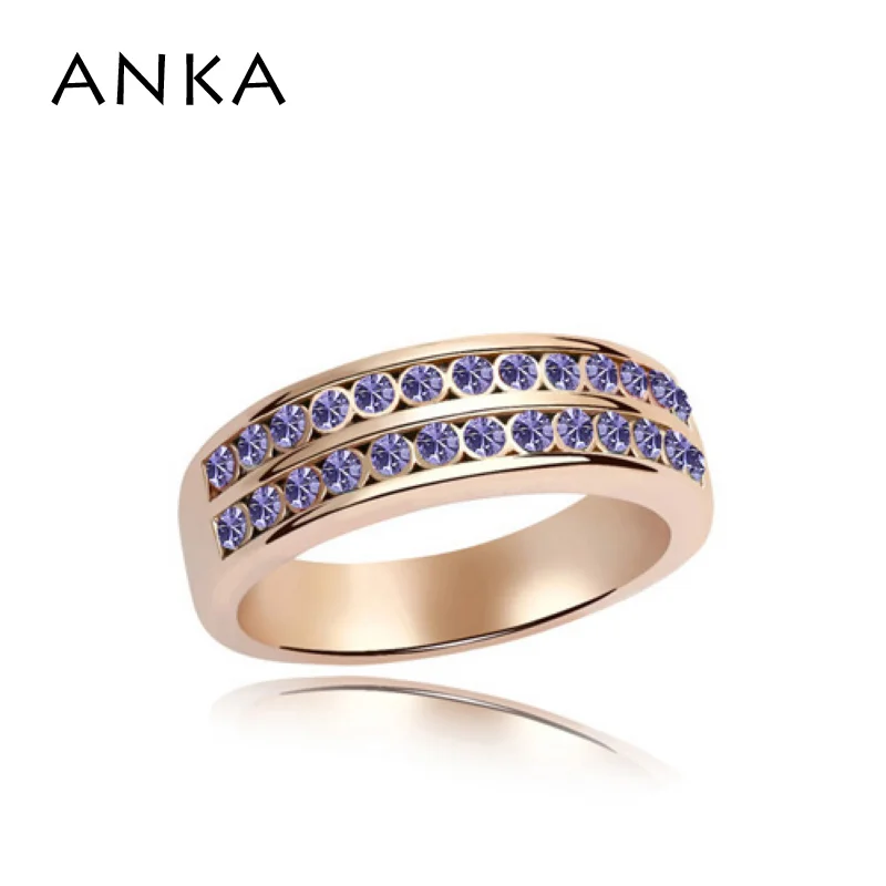 Простое кольцо из розового золота Цвет реальные с чешского хрусталя женский