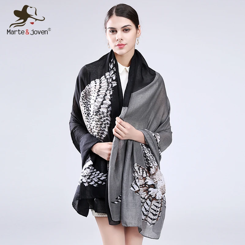 Женская длинная шаль с принтом Сова|long shawl|shawls and scarvesfashion shawls |